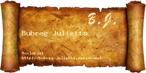 Bubreg Julietta névjegykártya